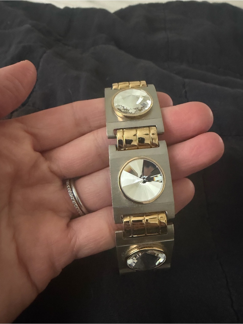 Atelier Swarovski by Holly Fulton Two-Tone Gold and Silver Crystal Link Bracelet